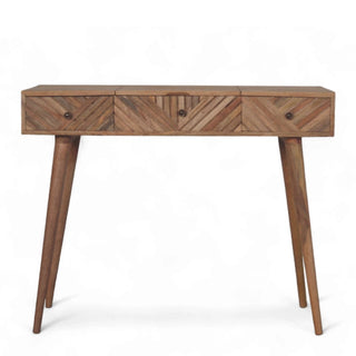 Line Carving Solid Wood Dressing Table with Foldable Mirror