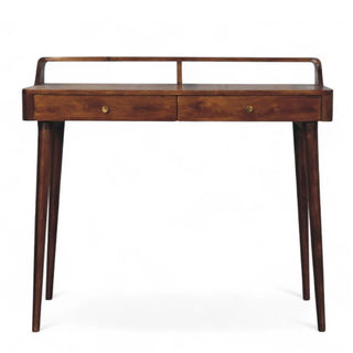 Mid-Century Modern Chestnut Console Table with Storage
