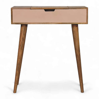 Mini Blush Pink Dressing Table with Foldable Mirror | Solid Wood