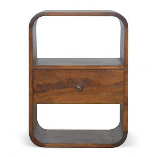 Chestnut Curved Edge Nightstand | Solid Mango Wood