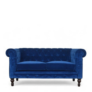 Royal Blue Velvet Chesterfield Sofa | Handcrafted 2-Seater