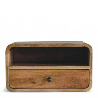 Mid-Century Modern Oak Floating Nightstand with Open Slot