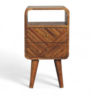 Mid-Century Modern Solid Wood Curved Nightstand