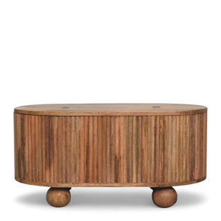 Round Soba Ball Coffee Table with Lid | Solid Mango Wood