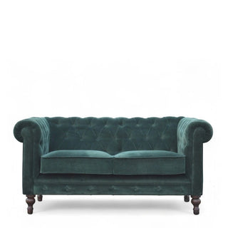 Emerald Green Velvet Chesterfield Sofa | Handcrafted 2-Seater