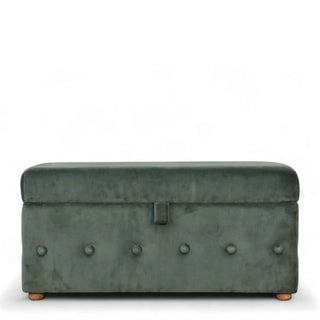 Emerald Green Velvet Ottoman with Storage | Lid-Up Design