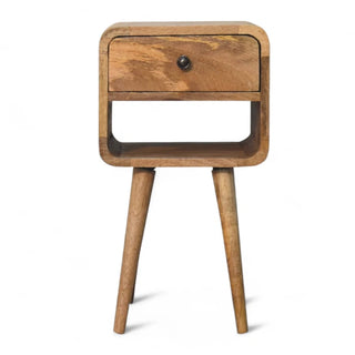 Mid-Century Solid Wood Nightstand | Oak-Ish Curved with Shelf