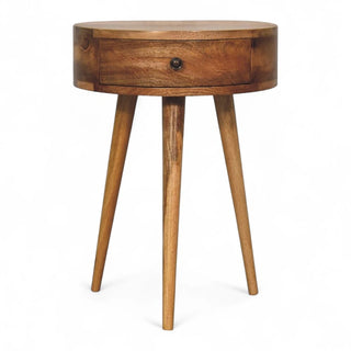 Mid-Century Modern Oak Circular Nightstand