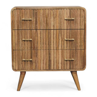 Mid-Century Modern Solid Wood Ridged 4-Drawer Dresser