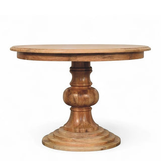 Round Turned Dining Table | Solid Mango Wood