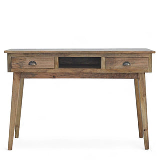 Mid-Century Modern Solid Wood Writing Desk with 2 Drawers