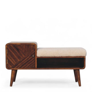 Mid-Century Modern Chestnut Carved Side Table