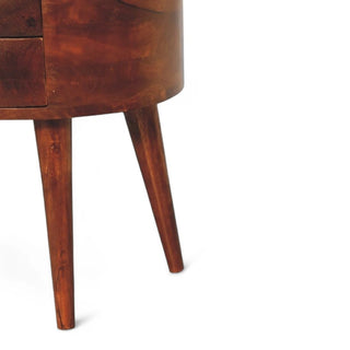 Mid-Century Modern Solid Wood 2-Drawer Nightstand