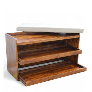 Solid Wood Shoe Storage Unit | Chestnut Finish