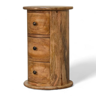 Mid-Century Modern Solid Wood Mini Drum Chest