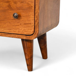 Mid-Century Modern Mini Curved Chest | Chestnut Solid Wood