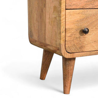 Mid-Century Modern Solid Wood Mini Curved Chest | Oak-Ish Finish