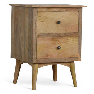 Mid-Century Solid Wood 2-Drawer Nightstand | Nordic Style
