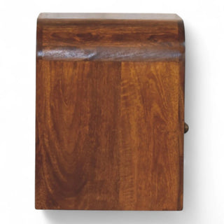 Mid-Century Modern Chestnut Nightstand with Drawer and Shelf