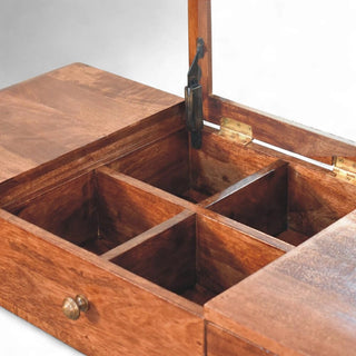 Honey Caramel Round Dressing Table | Solid Mango Wood