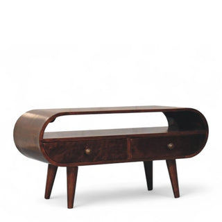 Mid-Century Modern Walnut Circular TV Stand