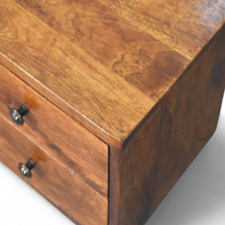 Mid-Century Modern Chestnut 2-Drawer Wall-Mounted Nightstand