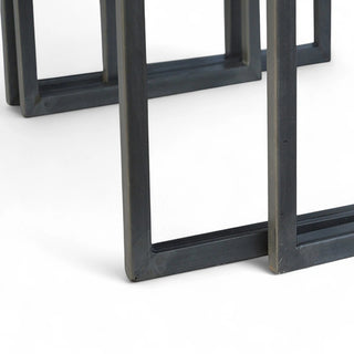 Industrial Iron Base Coffee Table Set of 3 | Solid Wood