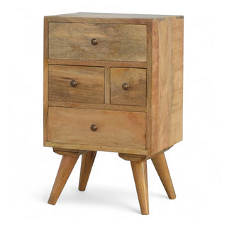 Mid-Century Modern Solid Wood 4-Drawer Nightstand
