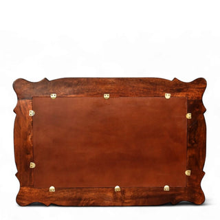 Chestnut Hand Carved Oblong Wall Mirror | Solid Wood Frame