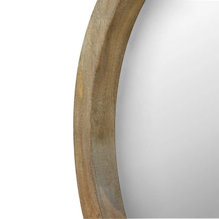Wooden Round Wall Mirror with Shelf | Solid Mango Wood