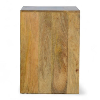 Geometric Library Side Table | Solid Mango Wood