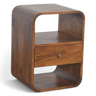 Chestnut Curved Edge Nightstand | Solid Mango Wood