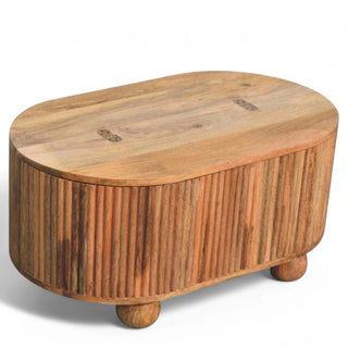 Round Soba Ball Coffee Table with Lid | Solid Mango Wood