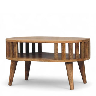 Vintage Mid-Century Round Solid Wood Coffee Table