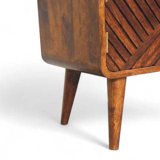 Mid-Century Modern Chestnut Carved Side Table