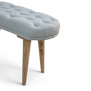 Mid-Century Modern Grey Tweed Upholstered Bench