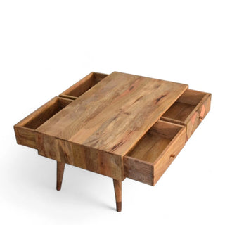 Oak-ish Coffee Table with Copper Brass Inlay | Solid Wood