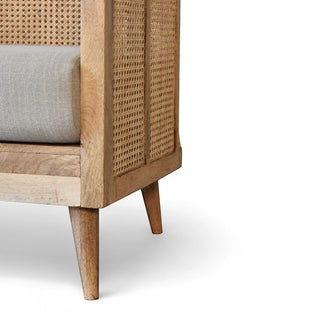 Mud Linen Rattan Sofa | Handcrafted Solid Wood Frame