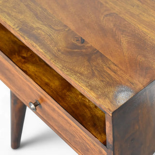 Mid-Century Modern Chestnut Solid Wood Nightstand