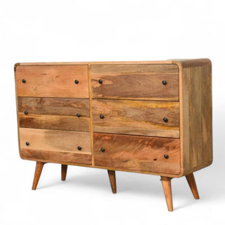 Mid-Century Modern Oak Curved 4-Drawer Dresser