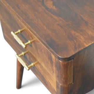 Mid-Century Solid Wood Nightstand | Chestnut T-Bar Nordic
