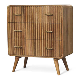 Mid-Century Modern Solid Wood Ridged 4-Drawer Dresser