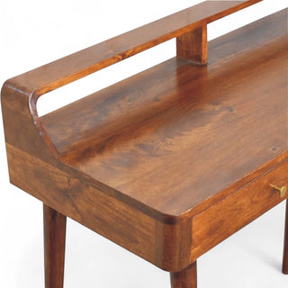 Mid-Century Modern Chestnut Console Table with Storage