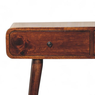 Mid-Century Modern Chestnut Curved Console Table