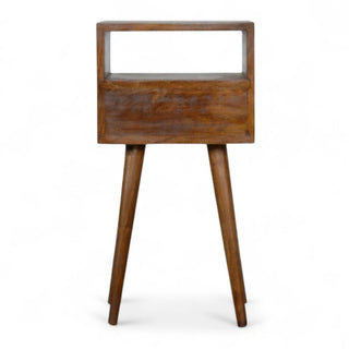 Brass Inlay Solid Wood Nightstand | Mini Geometric Design