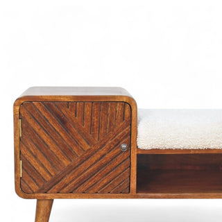 Mid-Century Modern Chestnut Carved Side Table