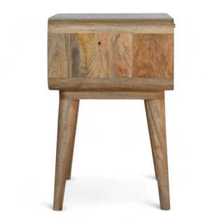 Mid-Century Solid Wood Nightstand | Woven Rattan Drawer