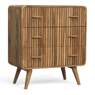 Mid-Century Modern Solid Wood Ridged 4-Drawer Dresser