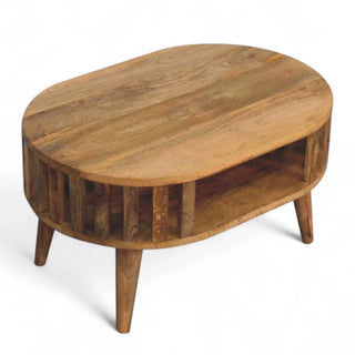 Vintage Mid-Century Round Solid Wood Coffee Table