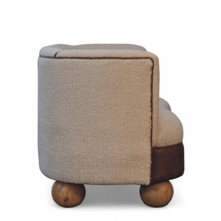 Boucle Cream Buffalo Small Sofa | Curved Back Design